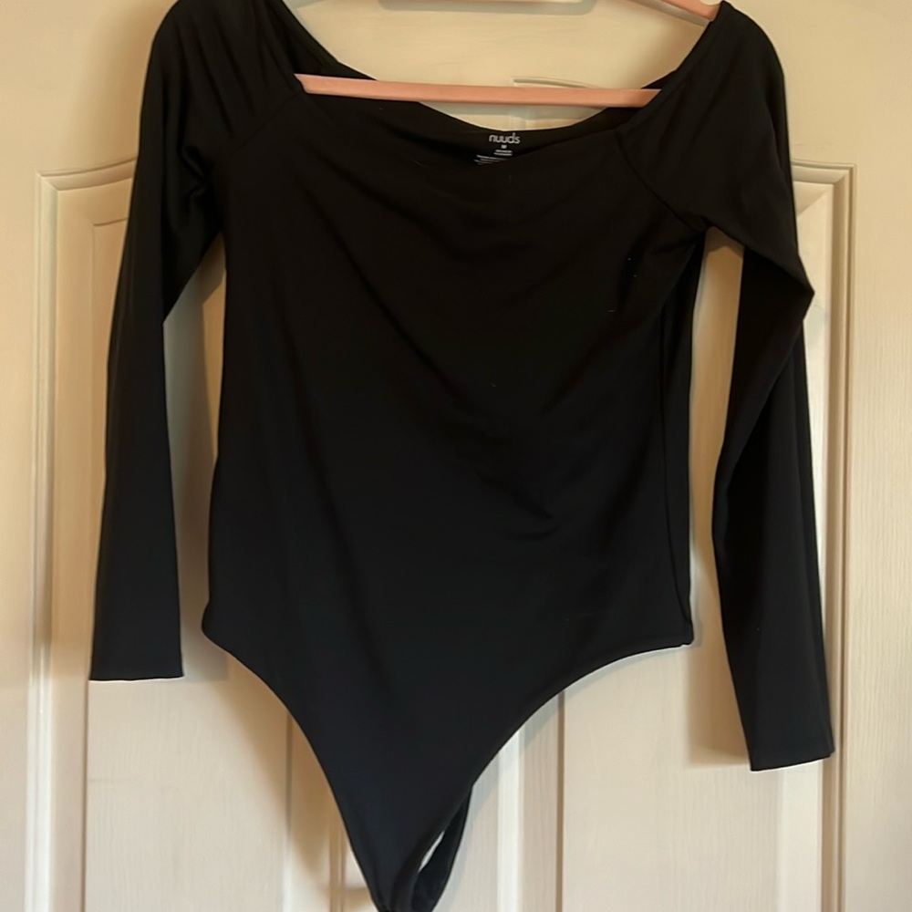 Nuuds, Size Medium, off the shoulder black bodysuit